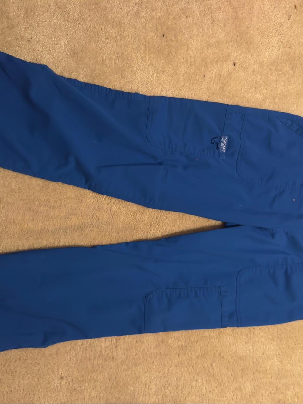 Women Cherokee Workwear Royal Blue Utility Pants with Cargo Pockets